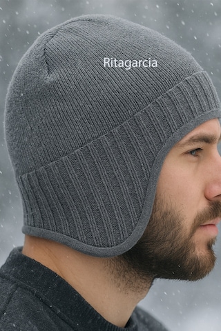 Ritagarcia Unisex Polar Astarlı Kulaklı Bere - Rüzgar Geçirmeyen Termal Kış Beresi Gri