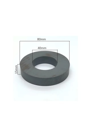 2 Adet Ferrit Mıknatıs, 80mm X D40mm X 15mm Güçlü Ferrit Kömür Seramik Halka Mıknatıs