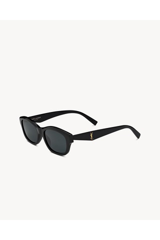 Saint Laurent Sl M172 001 Kadın Güneş Gözlüğü - Kare Formda Siyah Kemik Çerçeve Gri Camlı