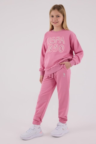 U.S. Polo Assn. Kız Çocuk Pembe Eşofman Takımı Kahverengi