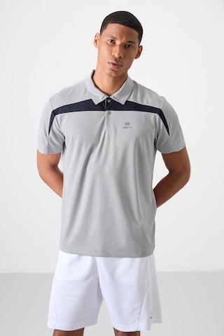 Tommy Life Gri Polyester Nefes Alan Dokulu İnce Esnek Standart Fit Polo Yaka Erkek Performans T-shirt - 88392 Gri