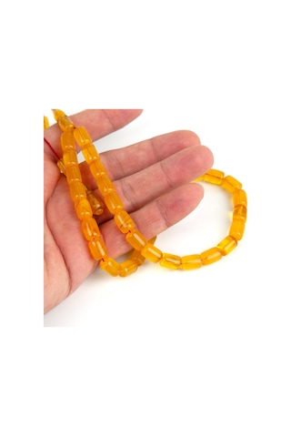 Sıkma Kehribar Kapsül Kesim 8x10.5mm Tesbih Açık Sarı