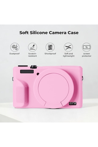 K&f Concept K&f Canon G7x Mark Iıı Uyumlu Silikon Kılıf + Ekran Koruyucu / Pembe Pembe