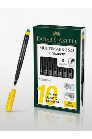 Faber-castell Permanent Asetat Ve Cam Kalemi S Uç 0.4 Mm Sarı - 10 Adet Toptan Paket