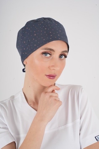Unisex Bronz Yıldız Desenli Doktor Hemşire Hastane Aşçı Cerrahi Bonesi Lacivert
