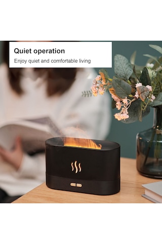 Ruicoo Siyah Ev Ofis Kullanıma Uygun Simülasyon Alevli Aromaterapi Makinesi - Nemlendirici Ve Ambiyans Lambası 701 Modeli