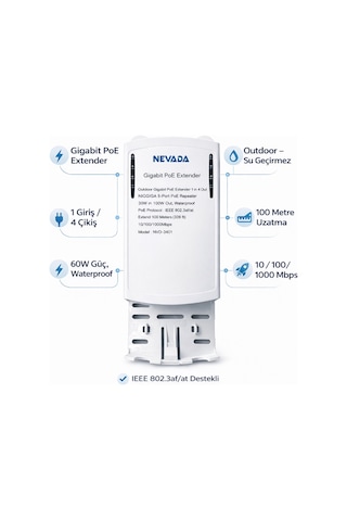 Nvd-3401 1 In 4 Gigabit Out Poe Repeater Extender Waterproof Outdoor
