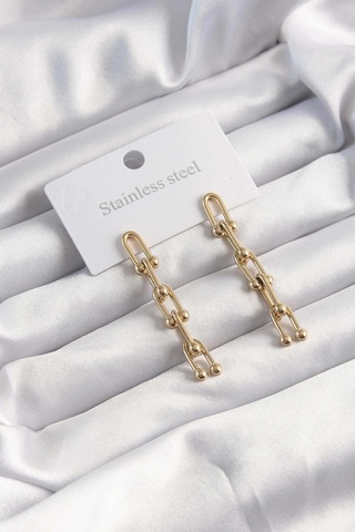 Mey İthalat 316l Çelik Gold Renk Sallantılı Model Küpe Çok Renkli