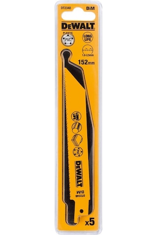 Dewalt DT2348-QZ 152 MM 1.8-2.5 MM Diş 3-8 MM Kesim 5'li Bi-Metal Sert Plastik Sandviç Kesim Tilki Kuyruğu Testere