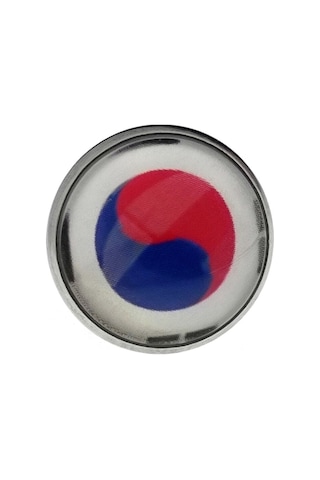 Güney Kore South Korea Bayrak Rozeti - Paslanmaz Çelik Yuvarlak Yaka Rozeti Çok Renkli