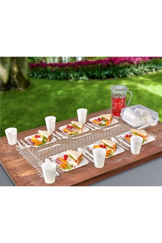 Taşıma Çantalı 32 Parça Parça 6 Kişilik Piknik Seti