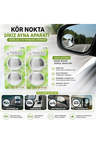 Kör Nokta Dikiz Ayna Aparatı 2 İnç Yapışkanlı Geniş Açılı