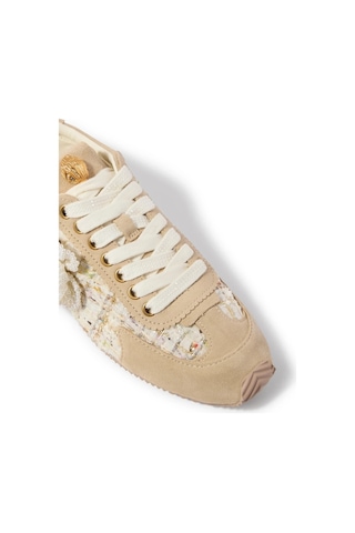 Kurt Geiger Islington Deri - Kumaş Lüks Tasarım Kadın Sneaker Kahverengi