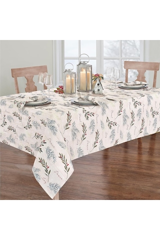 Elrene Home Fashions Tatil Ağacı Süslemeleri Kumaş Masa Örtüsü, Noel Masa Örtüsü, 152,8 Cm X 300,8 Cm, Dikdörtgen Çok Renkli
