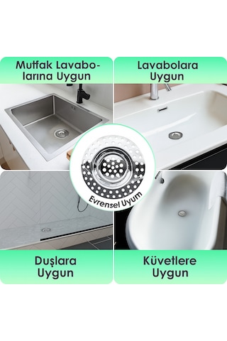 2'li 304 Kalite Paslanmaz Çelik Lavabo Süzgeci Tıkanıklık Önley