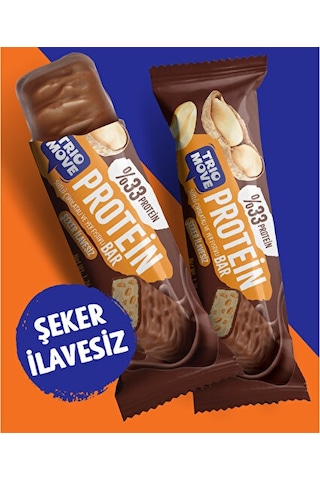 Trio Move Yer Fıstıklı Ve Sütlü Çikolatalı, %33 Protein, Protein Bar 9 x 50 G