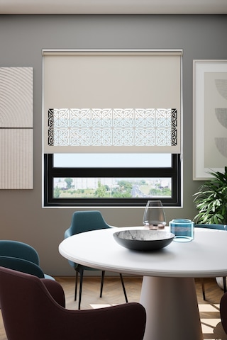 Lazer Kesim Mat Stor Perde, Lazer Kesimli Klasik Serisi, C-161002 Ekru Renk Gül Kurusu