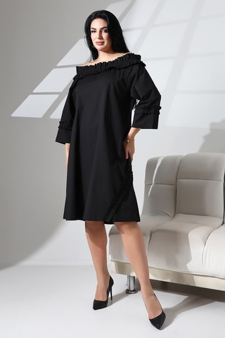 Schık Schık Kadın Yaka Büzgülü Kol Ve Etek Ucu Fırfır Detay Cepli Elbise Siyah Sckwm24el02 Siyah