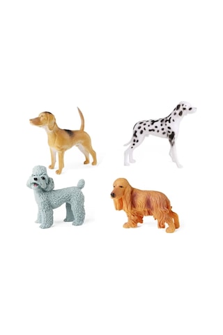 4 Parça Köpekler Figür Oyun Seti Poodle Cocker Dalmaçyalı Labrador Hayvan Figürü
