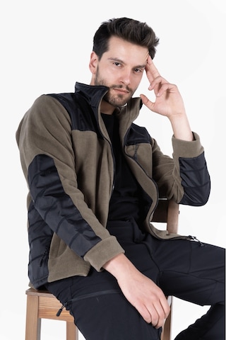 Omuz Ve Dirsek Takviyeli Polar Ceket Haki - Siyah