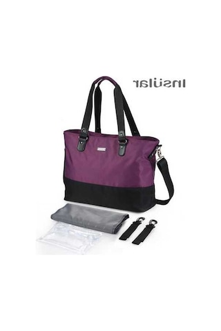 Novahub Moveevo Ada Tote Anne Çantası: Omuz Askılı, Alt Değiştirme Pedi + Bebek Arabası Askı Kayışı İçeren Çok Amaçlı Çanta Mor