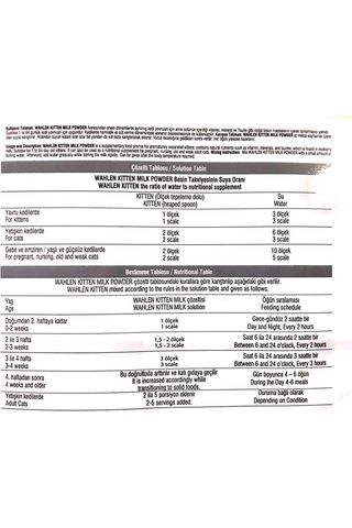 Wahlen Kitten Milk Yavru Kedi Süt Tozu 230 G