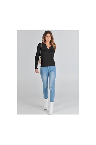 Youknitwear You Penny Polo Yaka Triko Sweater Siyah