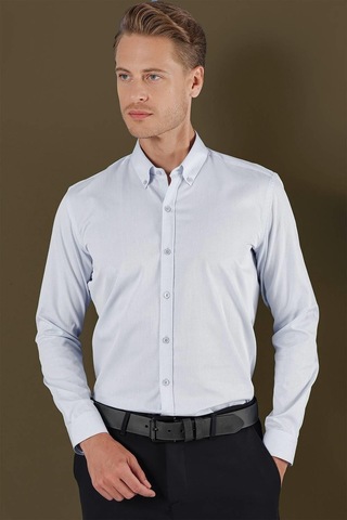 Efor Gk 706 Slim Fit Mavi Klasik Gömlek Mavi