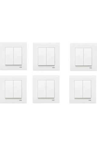 Viko Karre Ikili Beyaz Renk Komütatör Anahtar 6 Adet - Çerçeveli
