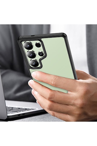 Samsung Galaxy Uyumlu S25 Ultra Kılıf Kenar Korumalı Arkası Şeffaf Kapak