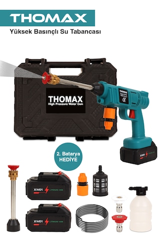 Thomax Şarjlı Ve Yüksek Basınçlı Oto Yıkama Makinesi Ve Sulama Tabancası Bahçe Yıkama Makinesi 1 Adet