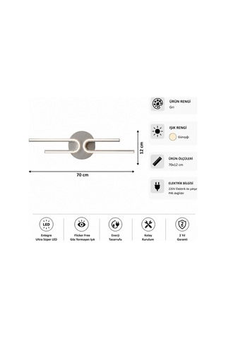 Mino Modern Led Duvar Apliği Günışığı Gri