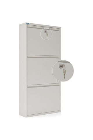 Ceha Kilitli Metal Ayakkabılık 3'lü Beyaz - K.AYK-3 /AB9010/KL