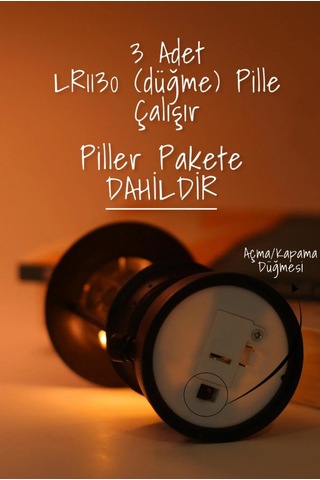 Led Mum Kamp Lambası 1 Adet - Tipi Pil Dahil Dumansız Alev Ledli Dekoratif Mum Dekor Işığı Siyah Pt437 Siyah