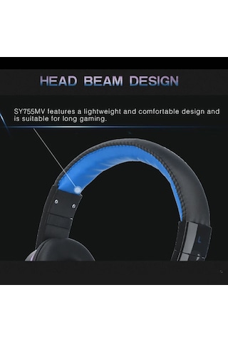 Mufunye Mavi Kafaüstü Kulaklık, 3.5mm Jack İle Ps4/xbox/notebook/pc Uyumlu, Oyun İçin Optimal Ses - Sy755mv