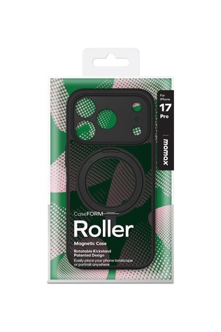 Apple iPhone Uyumlu 17 Pro Roller Serisi 360 Dönebilen Halka Standlı Magsafe Kılıf Black