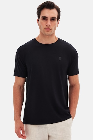 Twn Slim Fit Siyah Düz Kabartma Baskılı T-shirt 4ec148551753m Siyah