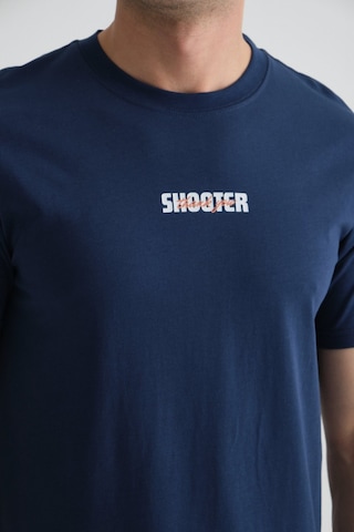 Shooter Sportwear Shooter Erkek T-shirt Minimal Baskılı Pamuklu Kumaş Standart Kalıp İndigo
