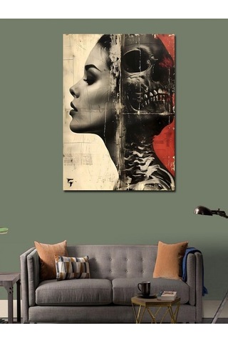 Kanvas Tablo Kadın Ve İskelet 50cmx70cm