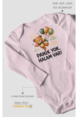 Morivokids Panik Yok, Halam Var Uzun Kollu Çıtçıtlı Bebek Body Bebe Pembe