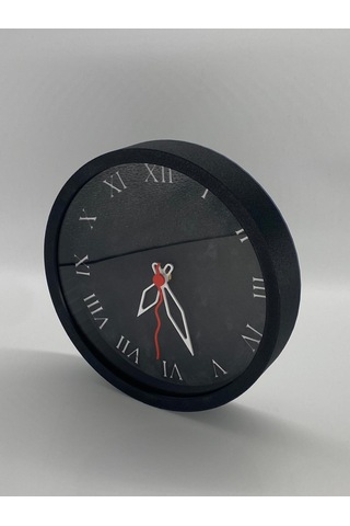 Roma Rakamlı Şık, Klasik Siyah Ve Siyah Kasa Duvar Saati Siyah