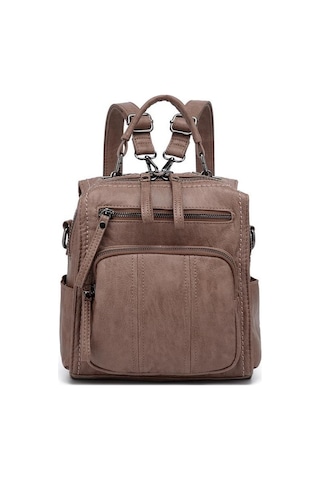 Yıkama Deri Sırt Askılı Kadın Çantası 21k Barcelona 1915 Açık Vizon