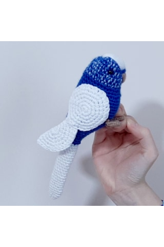 Amigurumi Kuş Muhabbet Kuşu Lacivert Kırçıllı Beyaz Kanat