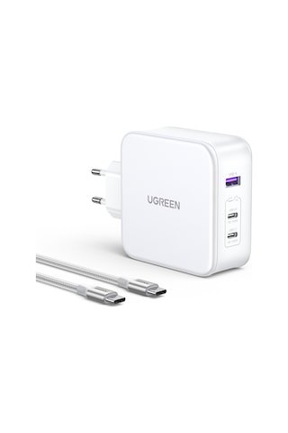 Ugreen Nexode 140w Gan 3 Portlu Hızlı Şarj Cihazı 1xusb-a, 2xusb-c Qc 4.0 Pd 3.1, Beyaz, 15339
