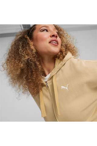 Puma Her Terry Fermuarlı Kadın Kapüşonlu Sweatshirt 676003 84 Bej