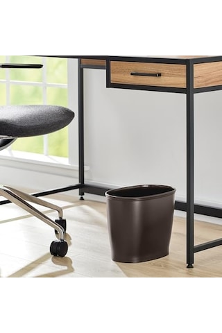 Interdesign Kent Oval Çöp Kutusu, Banyo Mutfak Ofis İçin, Plastik, 30,5x20,3x25,4cm, Kahverengi