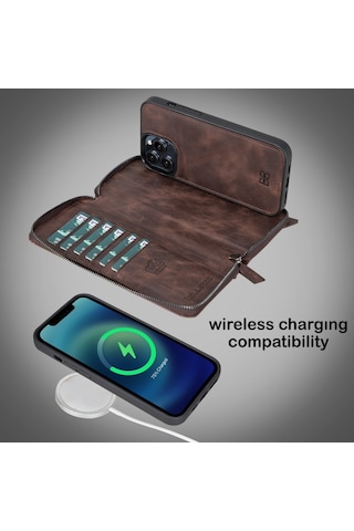 Bouletta Apple Iphone 13 Pro Max Uyumlu Deri Fermuarlı Cüzdan Kıl (544406866)