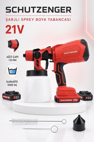 7-900w Şarjlı Boya Vernik Ve İlaçlama Makinesi Yüksek Basınç Püskürtme Kırmızı Seri