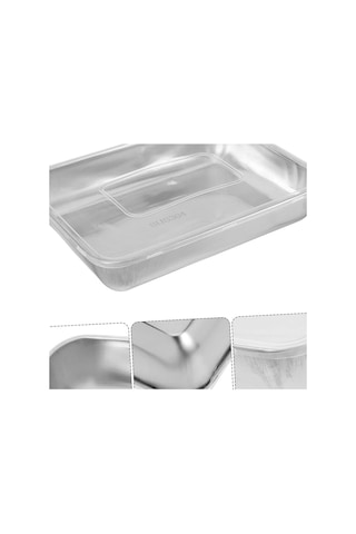Çok Amaçlı Paslanmaz Çelik Fırın Ve Saklama Kabı 25 X 20 X 5 Cm Evimdeyokyok Çok Renkli