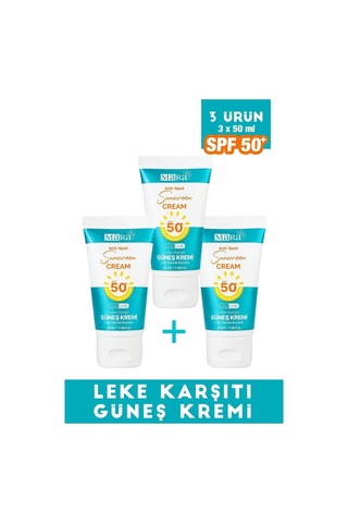 Spf 50+ Leke Karşıtı Yüz Güneş Kremi Tüm Cilt Tipleri Için 50 Ml 3 Adet
